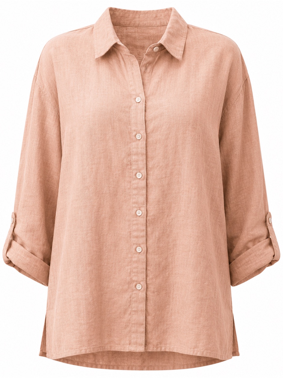 Linden Hill 100% Linen Button Front Top Peach Xl Coastal Casual